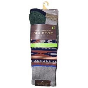 Gold Toe Collection Mens 2 Pair Socks Recycled Warm Dry Fits Shoe Size 6 12.5 AH